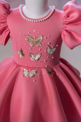 Pink Flared Butterfly Dress